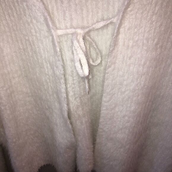 Cato Size 22 24 White Tie Front Open Crop Cozy Fuzzy Eyelash Cardigan Sweater - Picture 4 of 8